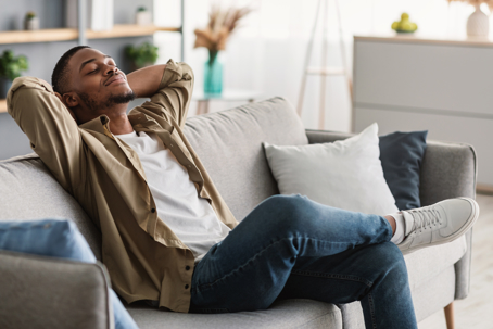 a man relaxing in the living room